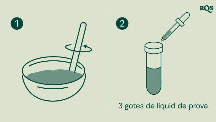 Guia pas a pas per provar el pH del sòl: barreja el sòl amb aigua en un bol, afegeix 3 gotes de líquid de prova a un tub d'assaig. El tub d'assaig mostra un pH neutre de 7,0, ideal per a la jardineria i la salut de les plantes.